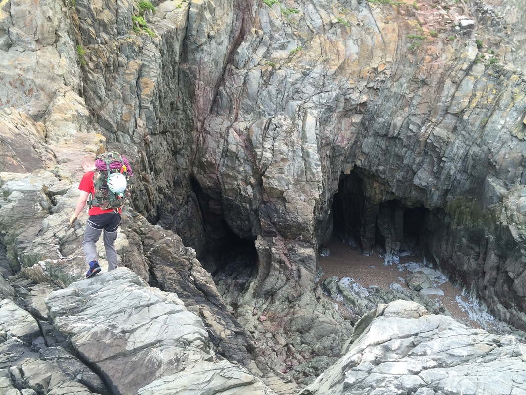 Exmoor Coast Traverse - descending to the Gun Caverns