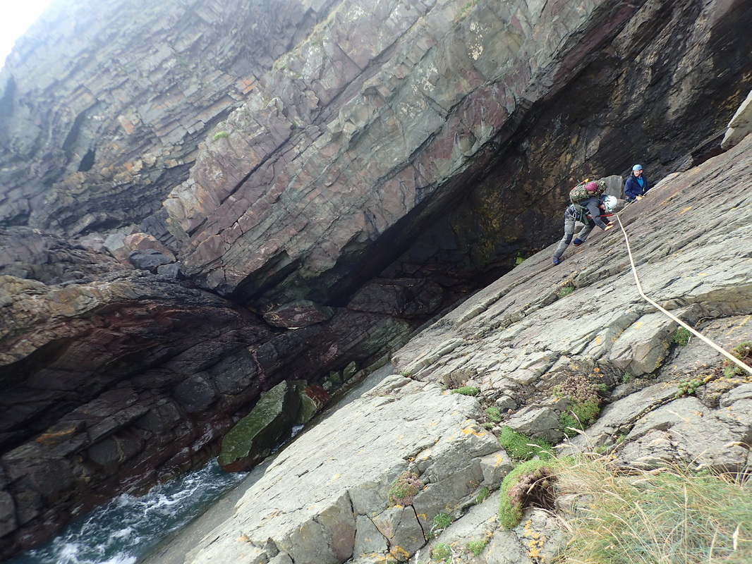 Exmoor Coast Traverse - climbing across slabs