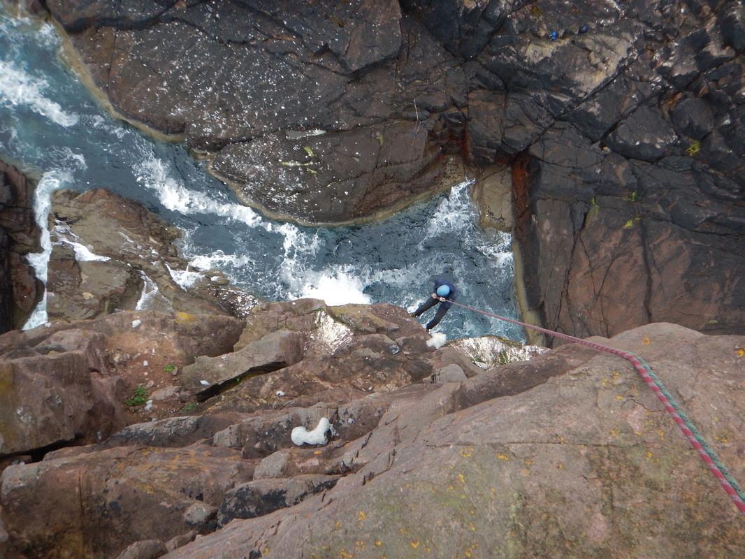 Scottish sea stacks - abseiling off the Old Man of Stoer
