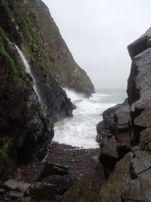 Exmoor Coast Traverse - looking out to see past Sherrycombe waterfall